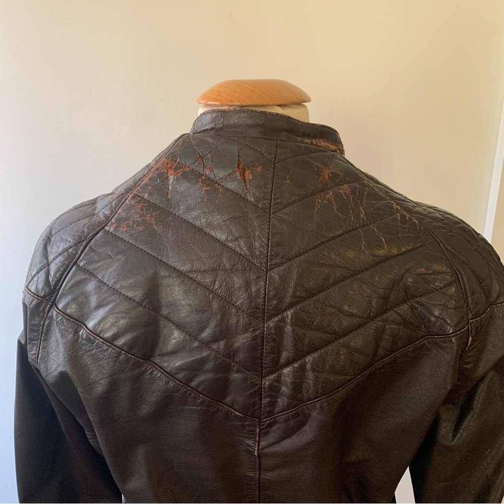 Vintage Leather Bomber cafe Racer Jacket - Picture 9 of 10